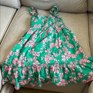 Crewcuts Floral Green and Pink Kids Dress